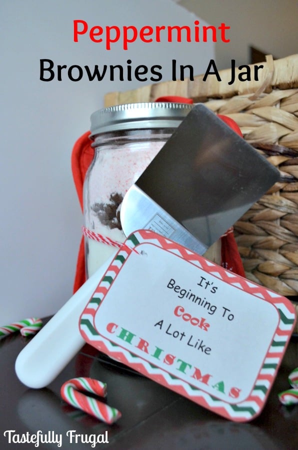 It's Beginning To Cook A Lot Like Christmas: Peppermint Brownies In A Jar. 12 Frugal Days of Chistmas Gifts