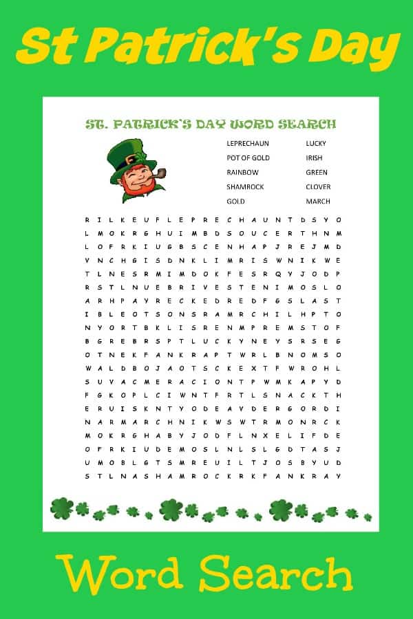 St Patrick s Day Word Search {free printable } Cook Craft Love