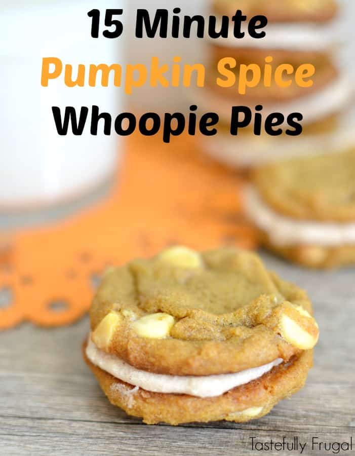 15 Minute Pumpkin Spice Whoopie Pies with Cinnamon Buttercream Frosting: A quick and easy fall treat! AD #BakeHolidayGoodness