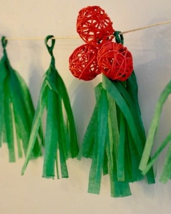 12 Frugal Days of Christmas Day 11: Holly Berry Tassel Garland