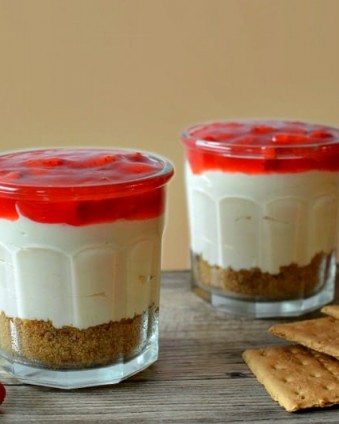 Dessert For Two: Strawberry Cheesecake In A Cup {No Bake}