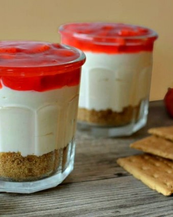 Dessert For Two: Strawberry Cheesecake In A Cup {No Bake}