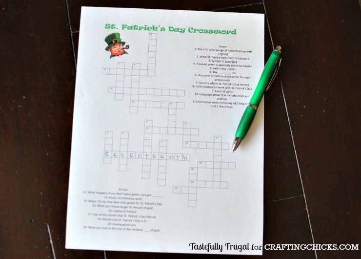 St. Patrick's Day Crossword Puzzle - Tastefully Frugal