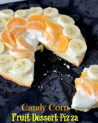 Candy Corn Fruit Dessert Pizza | Day 1 of Tastefully Frugal's 13 Frightfully Fun Days of Halloween