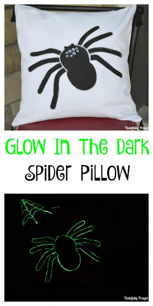 Glow In The Dark Spider Pillow | Day 12 of Tastefully Frugal's 13 Frightfully Fun Days of Halloween