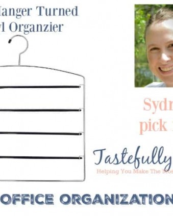 The BEST Organizing Ideas in 2016: Pant Hanger Turned Vinyl Organizer | Tastefully Frugal