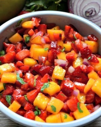 Strawberry Mango Salsa: The perfect addition to any summer BBQ | Tastefully Frugal