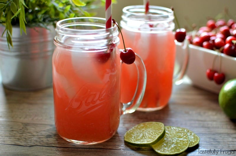 Fresh Cherry Limeade: This sweet limeade is the perfect way to cool down on a hot summer day and doesn't require any grenadine | Tastefully Frugal