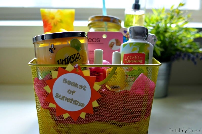 Basket of Sunshine: Brighten someone's day with this fun gift basket | Tastefully Frugal