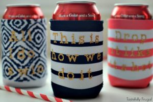 DIY Road Trip Can Koozies: Keep your drinks cool and hip with this 5 minute craft | Tastefully Frugal AD #ShareTheLyrics
