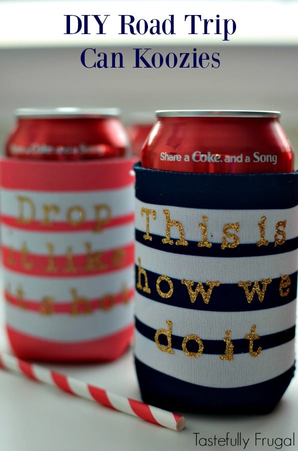 DIY Road Trip Can Koozies: Keep your drinks cool and hip with this 5 minute craft | Tastefully Frugal AD #ShareTheLyrics