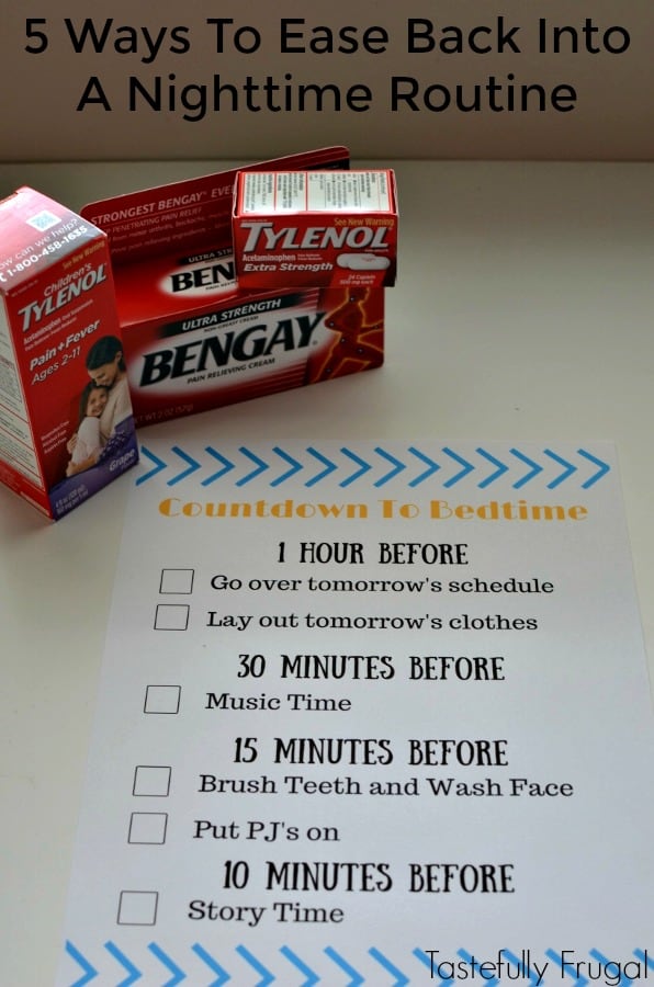 #ad 5 Ways To Ease Back Into A Nighttime Rountine + FREE Countdown To Bedtime Printable | Tastefully Frugal #PositivelyPrepared #BackToSchool