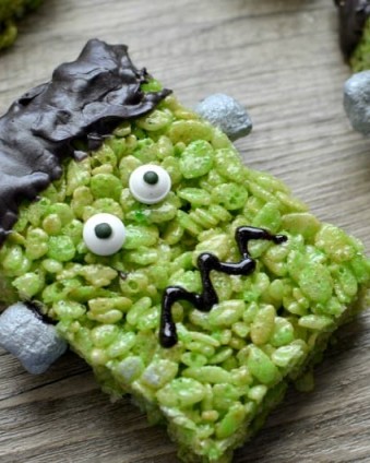 Frankenstein Rice Krispie Treats: The perfect addition to any Halloween gathering | Tastefully Frugal