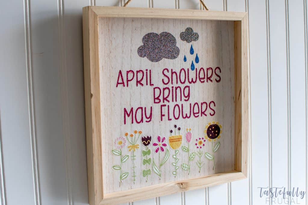 Create this fun Spring sign in minutes with Cricut Iron Vinyl and the new Iron On Designs.