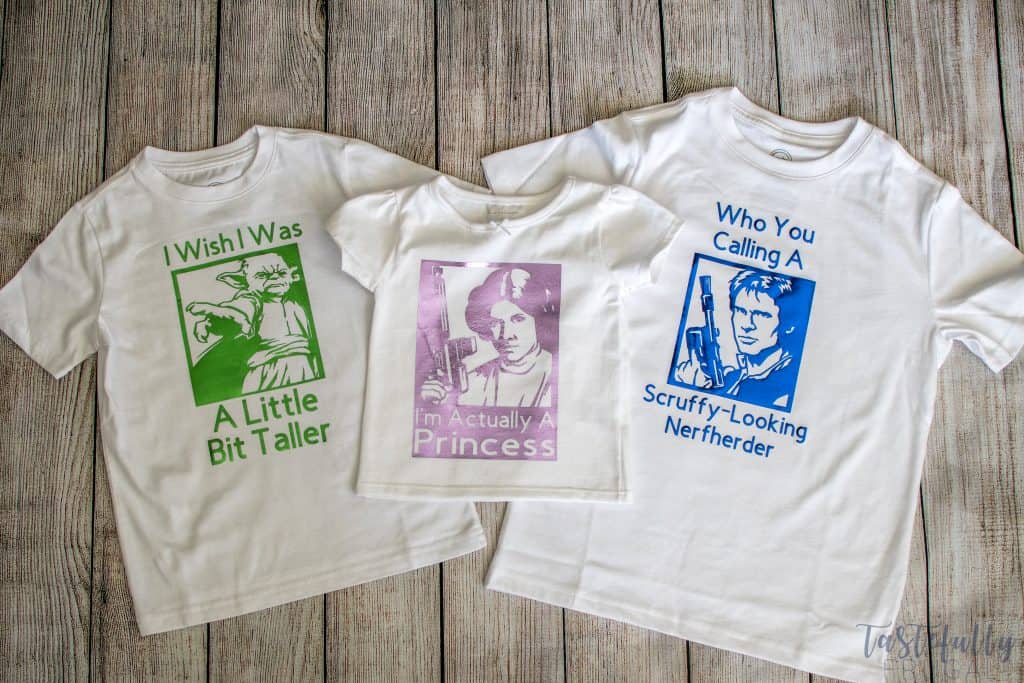 These DIY Star Wars shirts are great for May The Fourth or any Star Wars Party