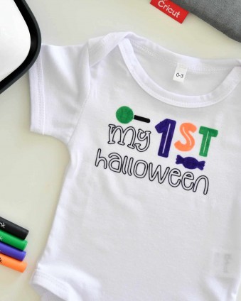 Learn How To Use Cricut Infusible Ink Pens and Markers to Make Baby's First Halloween Onesie #ad