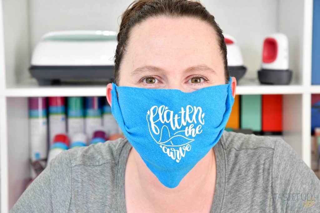 Make no sew face masks out of old shirts. FREE template included.