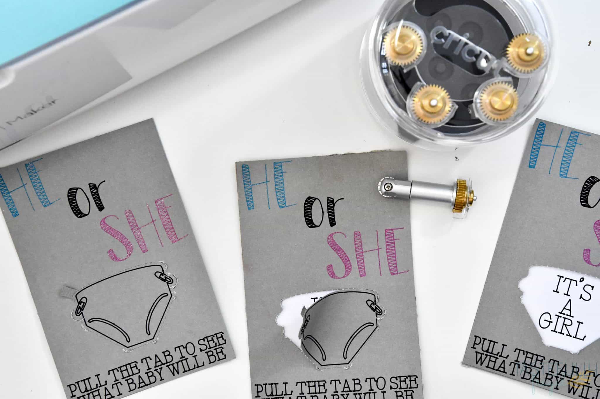 Gender Reveal Cards with Cricut Perforation Blade Tastefully Frugal